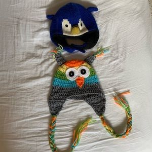 Handmade Winter Penguin & Owl Hat lot